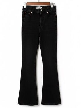 Zara Black Denim Flare High Waisted Full Length Jeans